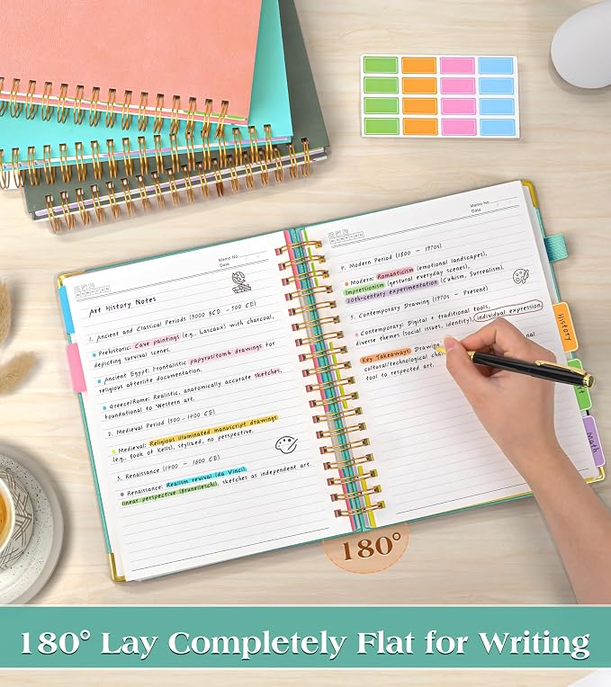 Spiral Notebook Journal with Removable Dividers Tabs, 300 Pages Hardcover - Image 6