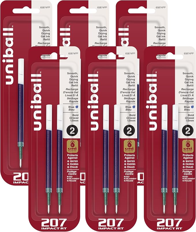 Uni-Ball Signo Impact 207 RT Refills, 1.0 Mm Bold Point, 6 Packs of Refills by uni-ball