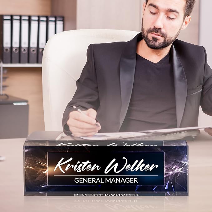 Personalized Desk Name Plate, Custom Acrylic Glass Name Plates - Image 3