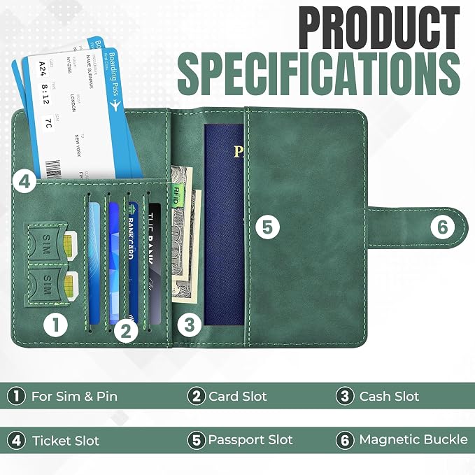 Passport Holder for Travel Essentials, Passport Wallet Cover Case for Travel - Image 2
