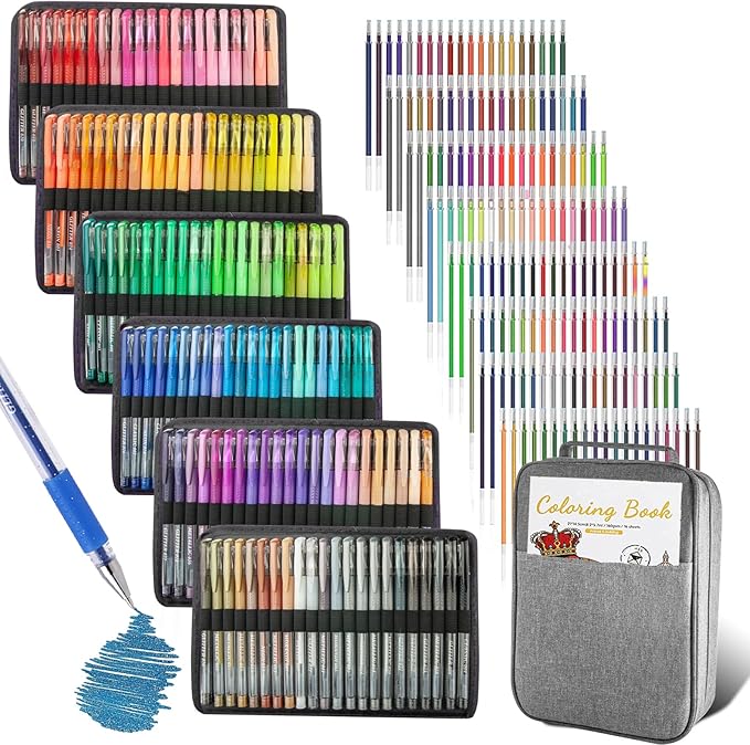 264 Pack Gel Pens Set,132 Colored Gel pen with 132 Refills 100% More Ink, Include Glitter Metallic Pastel Neon Morandi Gel Pens for Adults Coloring Books Drawing Crafts Bullet Journaling-DeskLoop Office