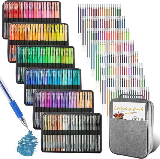 264 Pack Gel Pens Set,132 Colored Gel pen with 132 Refills 100% More Ink, Include Glitter Metallic Pastel Neon Morandi Gel Pens for Adults Coloring Books Drawing Crafts Bullet Journaling-DeskLoop Office