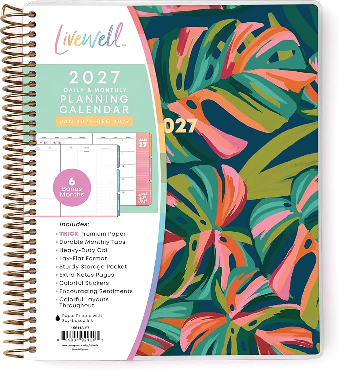 Blue Sky Livewell 2027 Daily and Monthly Planner Calendar, January 2027 by BlueSky