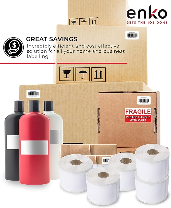 enKo (24 Rolls / 24000 Labels) 30334 Dymo Compatible Multipurpose Barcode (1-1/4" x 2-1/4")-DeskLoop Office