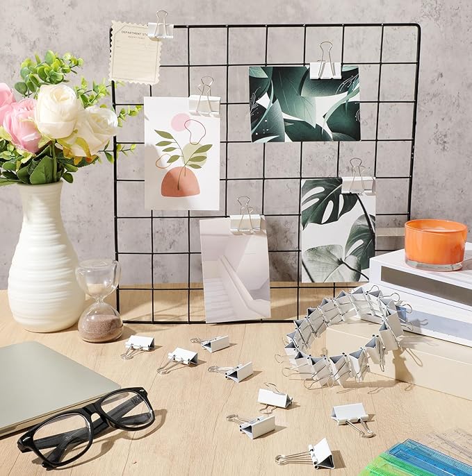 Jetec 200 Pcs 1.25in/32mm White Metal Binder Clips Bulk Medium Reusable Fold Back Binder Clips Paper Clamps Spring Steel Sturdy for Home School Office Supplies-DeskLoop Office