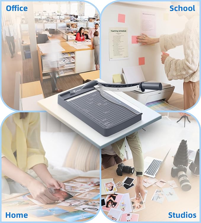 Firbon 12" Guillotine Paper Cutter, Heavy Duty 12-Sheet Capacity Trimmer for Cardstock, Photos, Scrapbooking, Office, Classroom, Studio (Gray)-DeskLoop Office