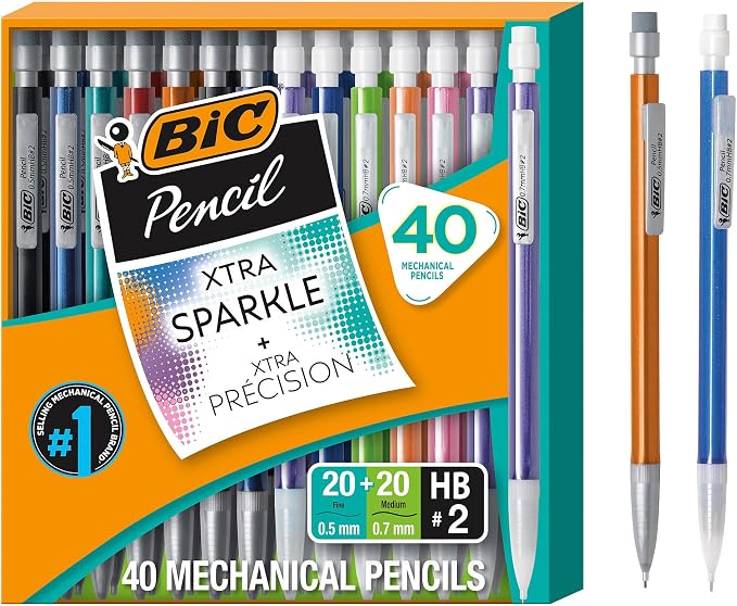 Bic Mechanical Pencil #2 EXTRA SMOOTH, 40 Pack Of Twenty 0.5mm, and Twenty 0.7 by BIC