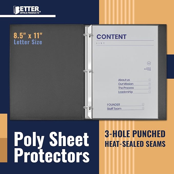 Better Office Products 90 Count Sheet Protectors, 100 Percent Poly Sheet - Image 3