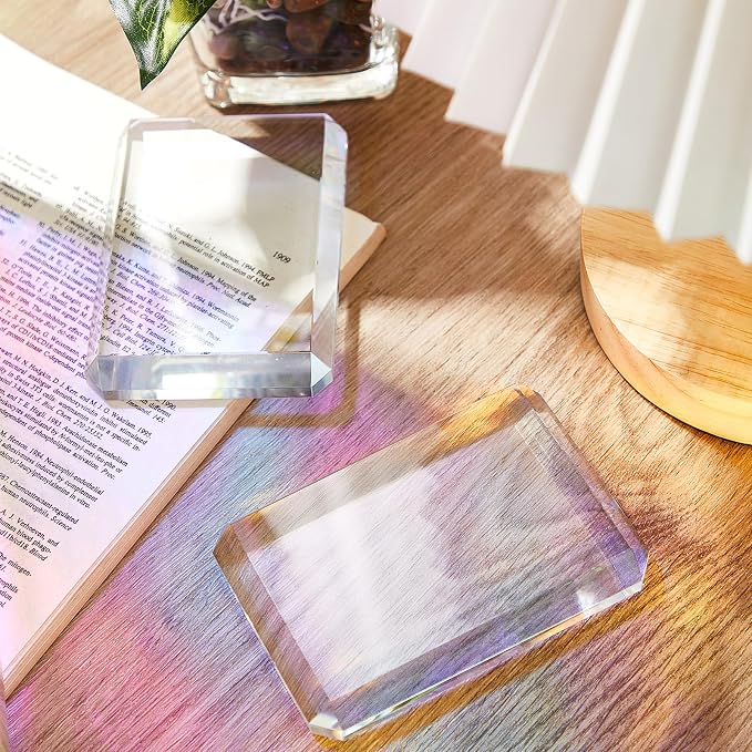 Seajan 4 Pcs Rectangular Glass Paperweight Clear Heavy Paper Weights Decorative - Image 7