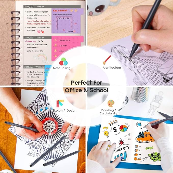 iBayam 0.38mm Black Ink Pens Fine Point Smooth Writing Pens - Image 5