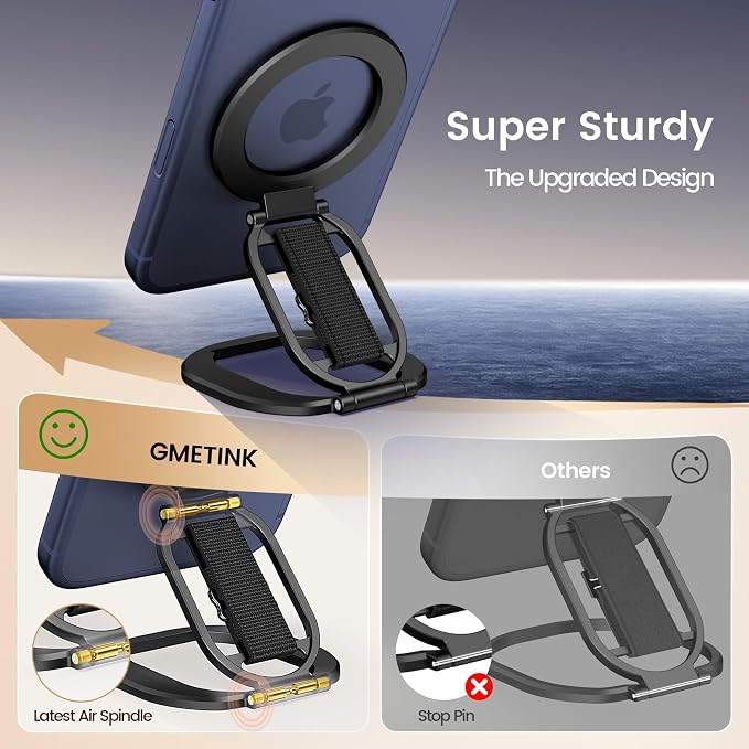 Foldable Double Sided Ring Magnetic Phone Grip & Kickstand, Finger Loop Strap - Image 4