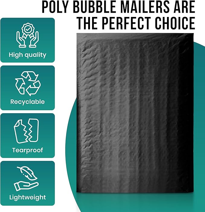 Levex - #2 8.5" x 12" [10 Pack] Black Poly Bubble Mailers, Padded Envelope Mailers, Packing Envelope & Mailing Bags for Shipping-DeskLoop Office