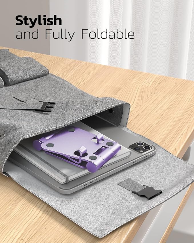 Nulaxy Dual Folding Cell Phone Stand, Fully Adjustable Foldable Desktop Phone - Image 5