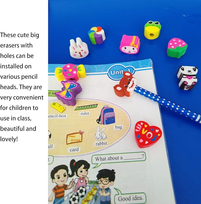 35PCS Fun Animal Fruit Pencil Topper Erasers - Image 3