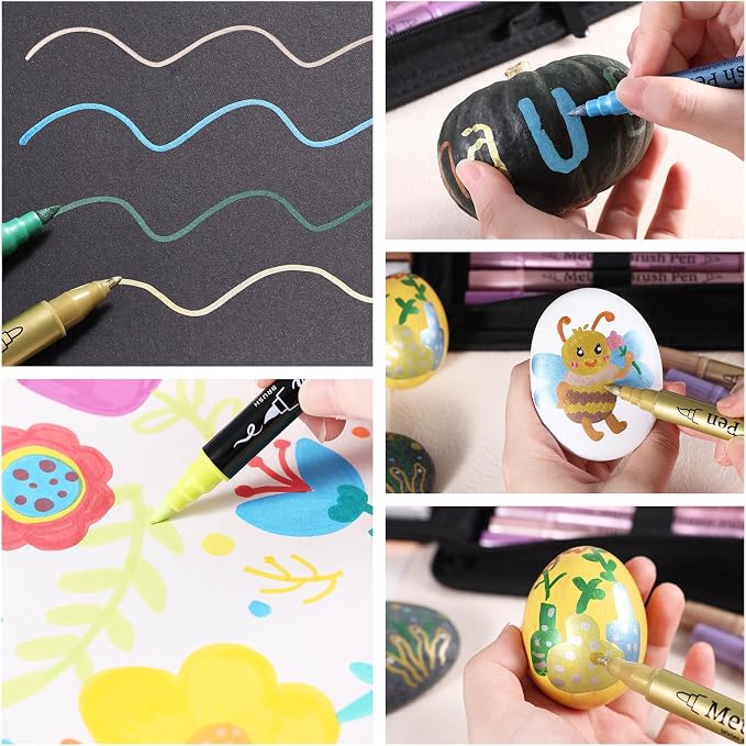 nauets 48 Pack Metallic & Acrylic Paint Markers Set - Image 5
