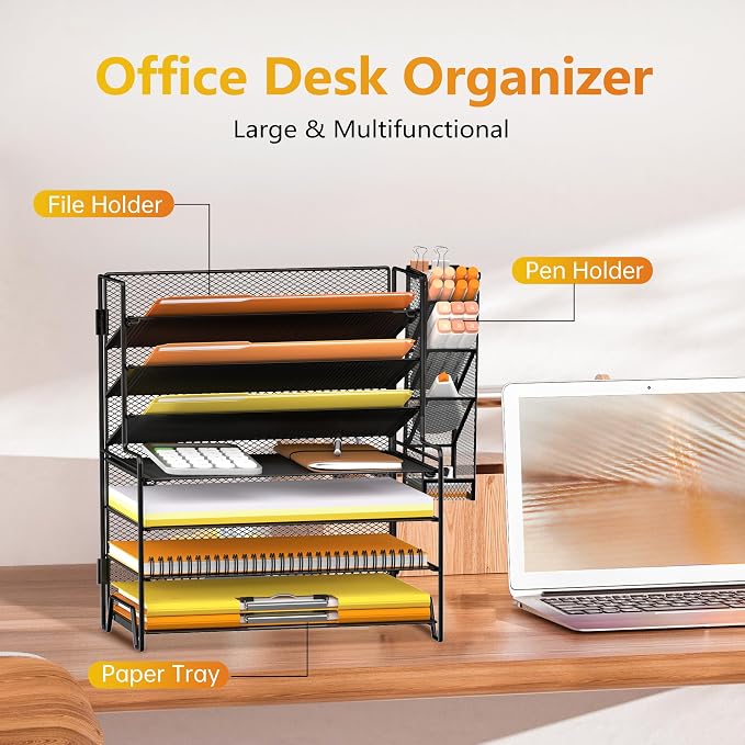 SUPEASY 7 Tier Desk Organizer, Desk File Organizer - Image 4