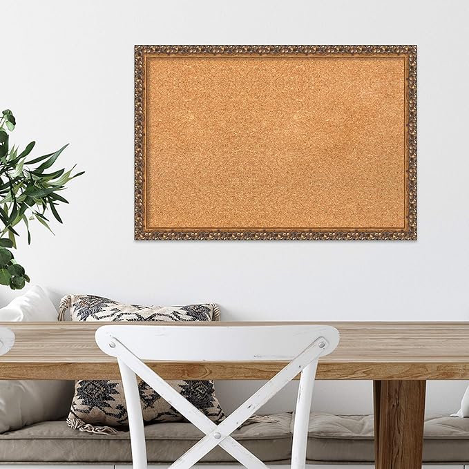 Amanti Art Natural Cork Board for Wall, 18x26 Vision Board with Bronze Frame, Medium Corkboard Office Decor for Home Organization, Traditional Corkboard Pinboard to Display Items for Home-DeskLoop Office