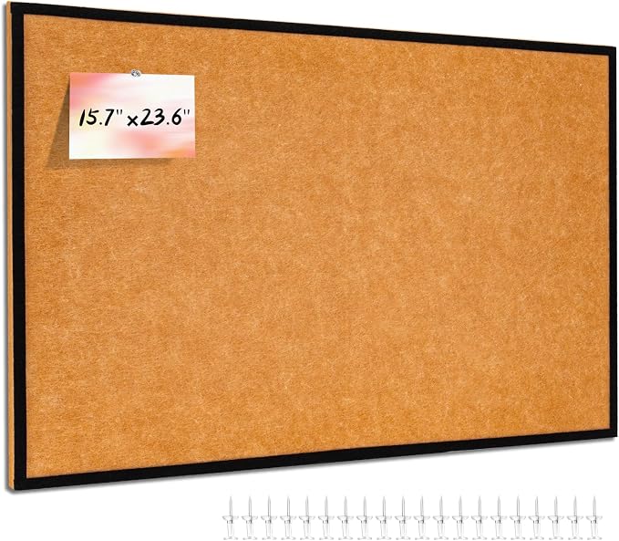 Felt Bulletin Board 23.6 x 15.7 Inch – Black Frame, Corkboard Alternative by Unknown