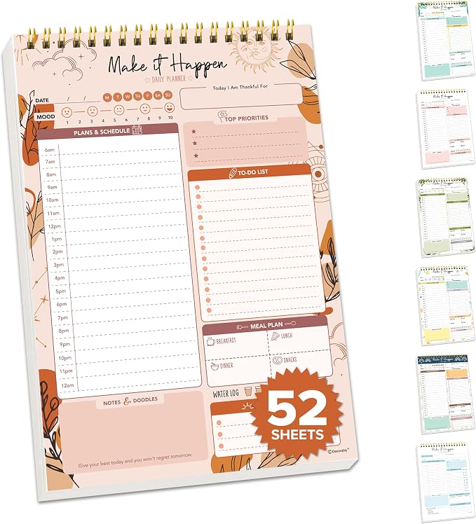 Decorably 52 Sheets Boho Celestial Undated Daily to Do List Notepad, 6.5x10" by Decorably