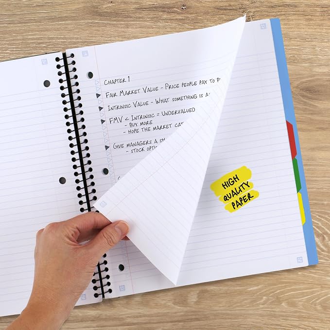 Five Star Advance Spiral Notebook + Study App, 5 Subject, College Ruled Paper - Image 4
