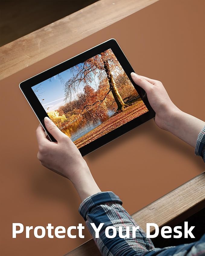 Leather Desk Pad Protector, Mouse Pad, Office Desk Mat, Non-Slip PU Leather - Image 3