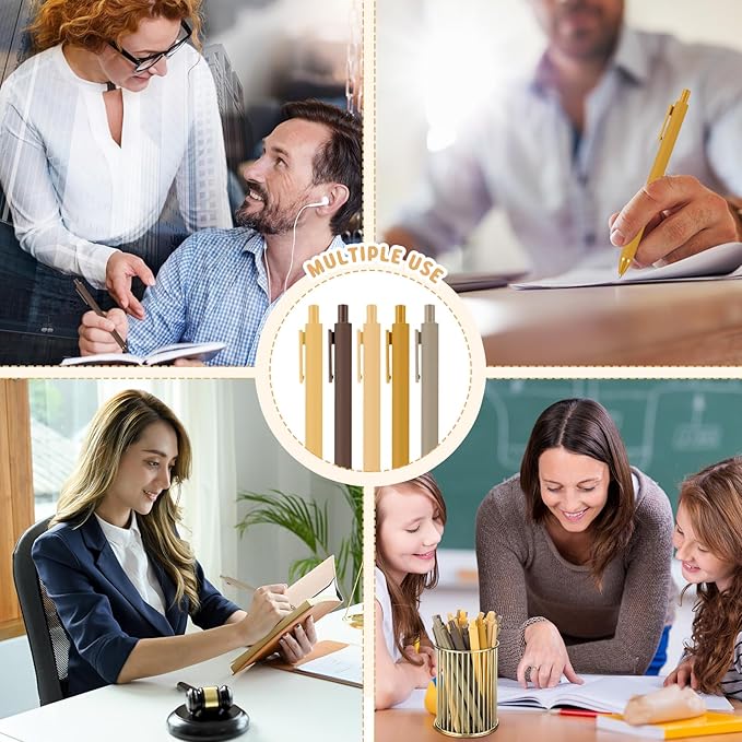 100 Pcs Ballpoint Pens Bulk Retractable Writing 1. 0 mm Black Ink Cute Pens Smooth Writing Color Fancy Gift for Teacher Student Employee Office School Home Baby Shower Supplies (Brown Series)