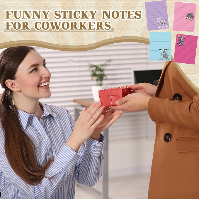 12 Pcs Funny Sticky Notes for Work 4x3 Inches Sarcastic Self Adhesive Notepads - Image 4