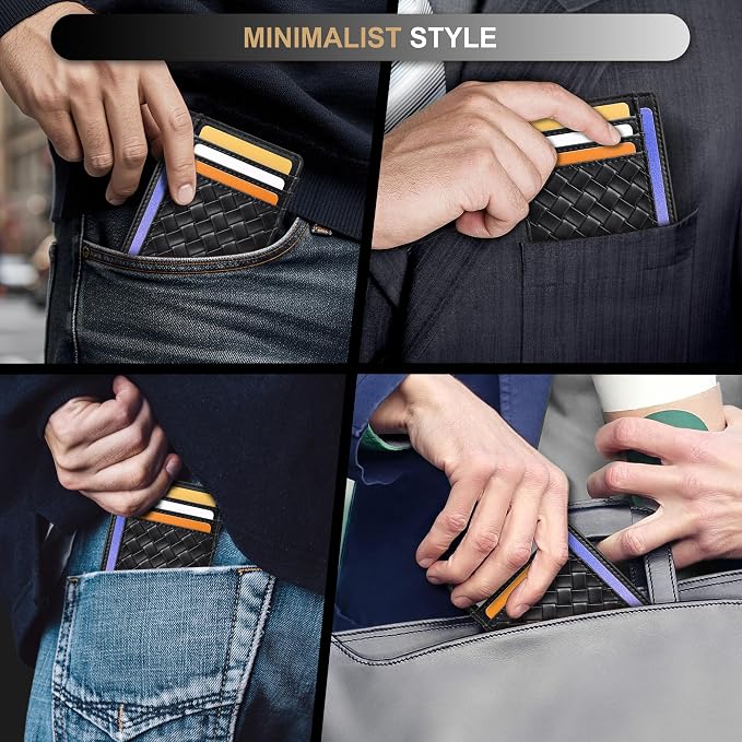 Travelambo Front Pocket Minimalist Leather Slim Wallet RFID Blocking Medium Size - Image 8