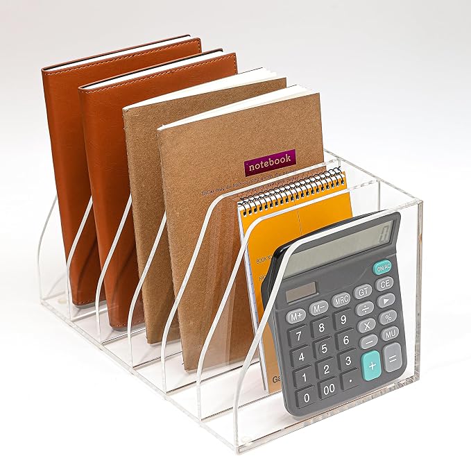 AIDIMOO Acrylic Magazine File Holder, 6 Vertical Compartments Desk Document - Image 3