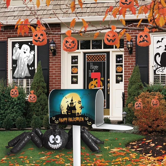 Halloween Haunted House Mailbox Cover, Happy Halloween 25.5x21 Magnetic Mailbox - Image 4