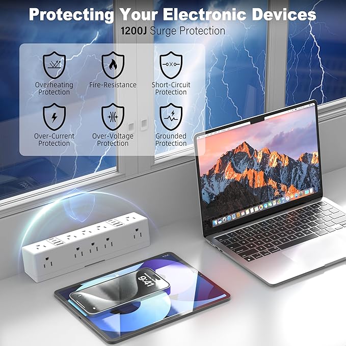 40W Fast Charging Station, VILONG Desk Clamp Power Strip, Desktop Mount Surge Protector, 8 USB Ports(4 USB-C), 10 AC Outlets and 10Ft Cord, for Home, Office, Fit 1.6" Tabletop Edge-DeskLoop Office