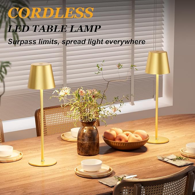 Kakanuo 20" Cordless Table Lamp Rechargeable Gold - Image 6