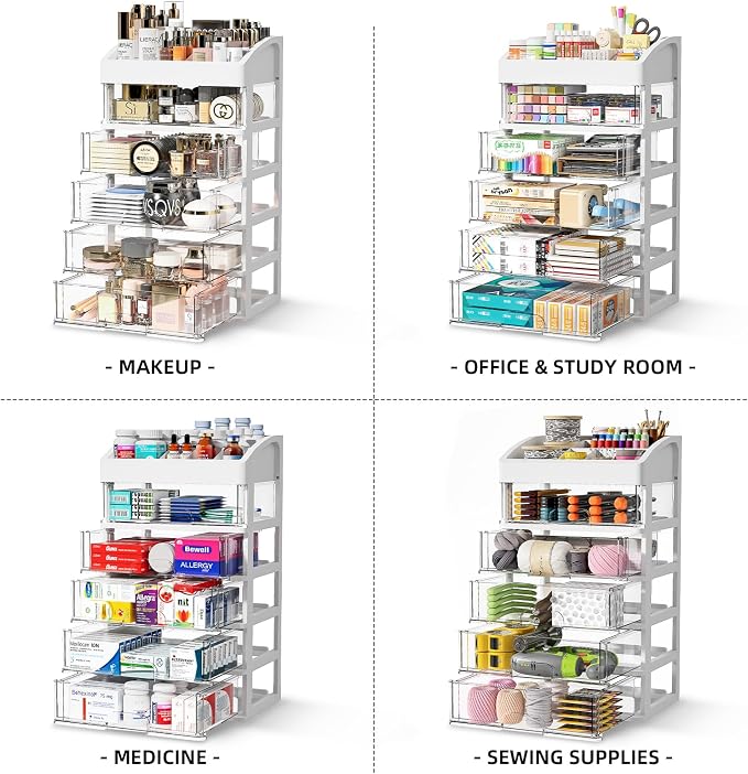 Desk Organizer with Drawers, 5 Drawers Storage Organizer, Desktop Storage - Image 4