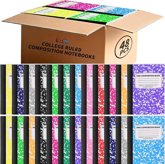 48 Pack Mini Composition Notebooks Bulk 12 Color 4.5" x 3.25" College Ruled by UZLUbuywithconfidence