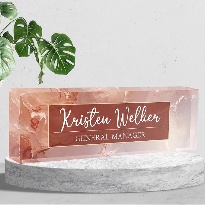 Personalized Name Plates for Desk, Premium Clear Acrylic Desk Name Plate - Image 2