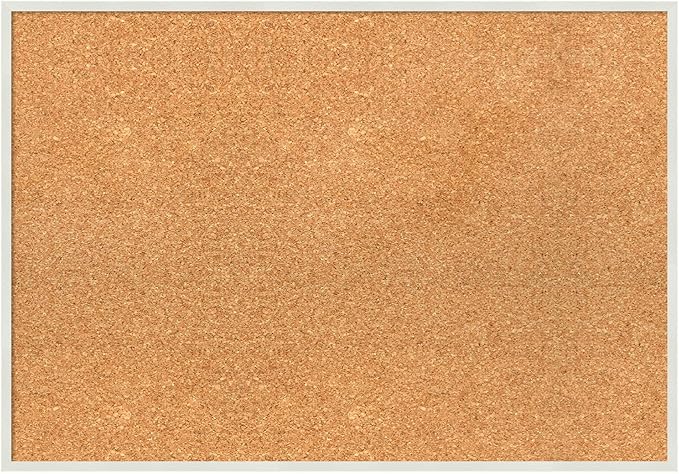 Amanti Art Natural Cork Board for Wall, 19x27 Vision Board with White Frame, Medium Corkboard Office Decor for Home Organization, Modern Corkboard Pinboard to Display Items for Home Organization in-DeskLoop Office
