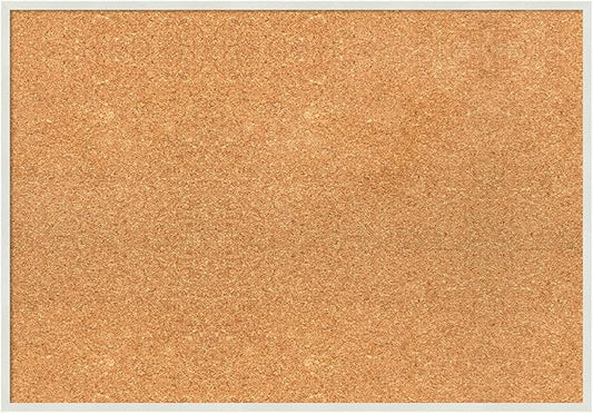 Amanti Art Natural Cork Board for Wall, 19x27 Vision Board with White Frame, Medium Corkboard Office Decor for Home Organization, Modern Corkboard Pinboard to Display Items for Home Organization in-DeskLoop Office