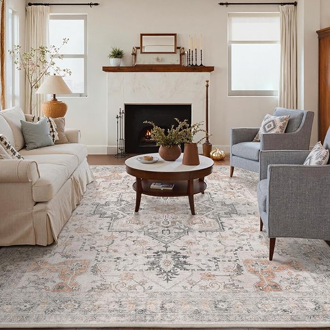 GENIMO 3x5 Area Rugs for Living Room, Machine Washable Non Slip Vintage Rugs - Image 7