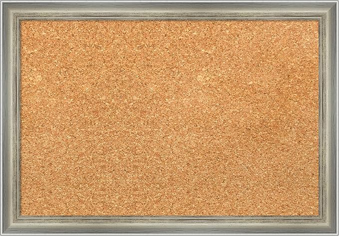 Amanti Art Natural Cork Board for Wall, 14x20 Vision Board with Silver Wood Frame, Small Corkboard Office Decor for Home Organization, Casual Corkboard Pinboard to Display Items for Home Organization-DeskLoop Office