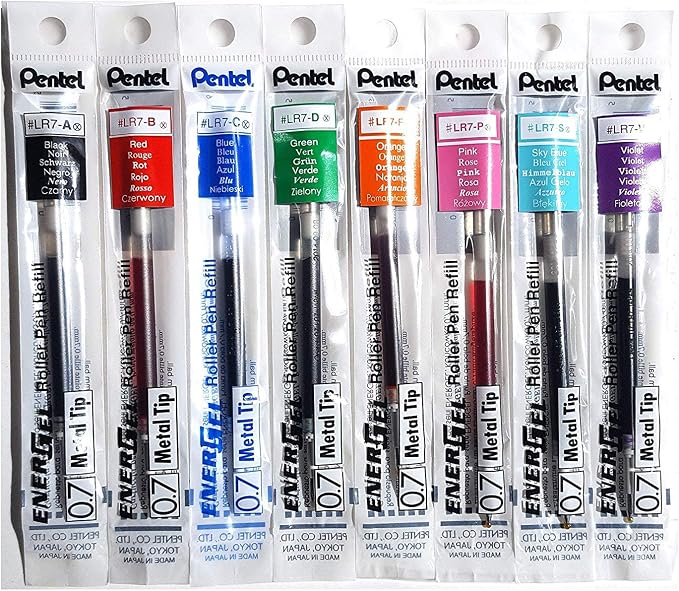 Pentel LR7 Refills for EnerGel Gel Pen, 0.7mm Metal Tip by PentelofAmerica