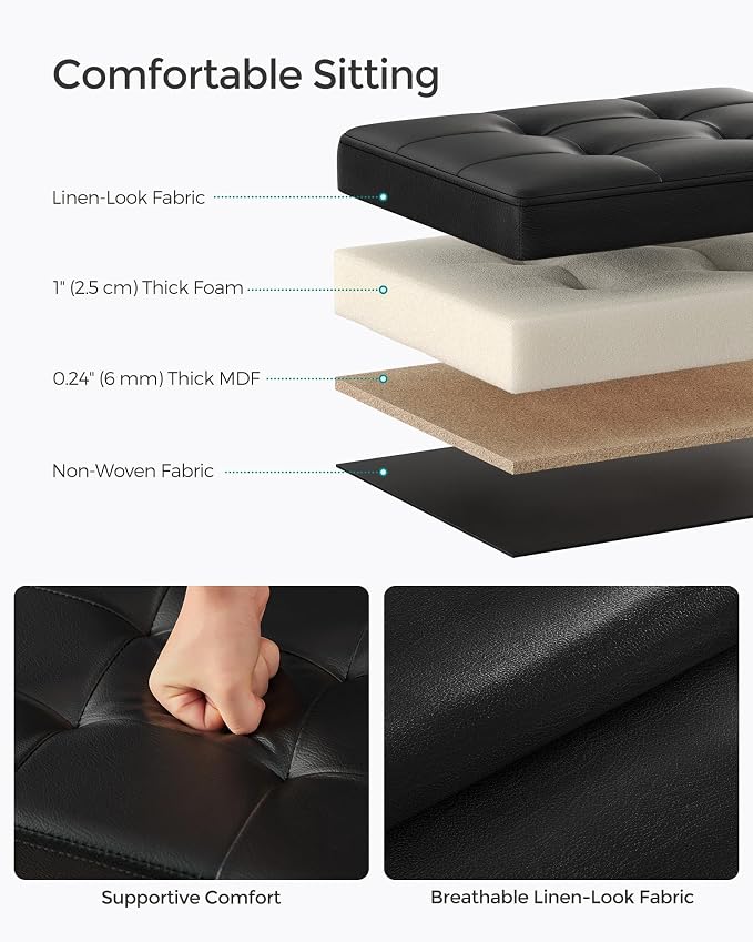 SONGMICS Small Folding Storage Ottoman, Foot Rest Stool, Cube Footrest - Image 4