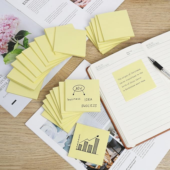 Sticky Notes 3x3 in Yellow, Sticky Pads, Clean Removal, Recyclable, Self-Stick - Image 3