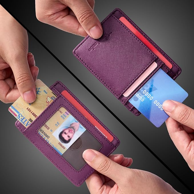 Travelambo Slim Wallet Front Pocket Minimalist Leather RFID Blocking Medium Size - Image 6