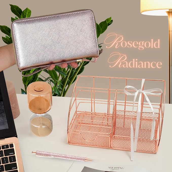 Three Way Cut Cash Envelope Wallet Rose Gold All in One Budget System RFID - Image 5