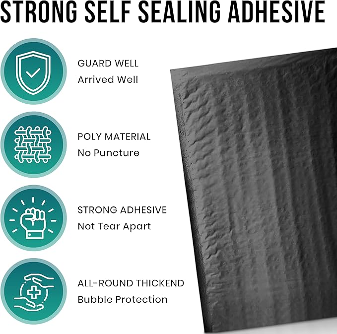 Levex - #2 8.5" x 12" [10 Pack] Black Poly Bubble Mailers, Padded Envelope Mailers, Packing Envelope & Mailing Bags for Shipping-DeskLoop Office