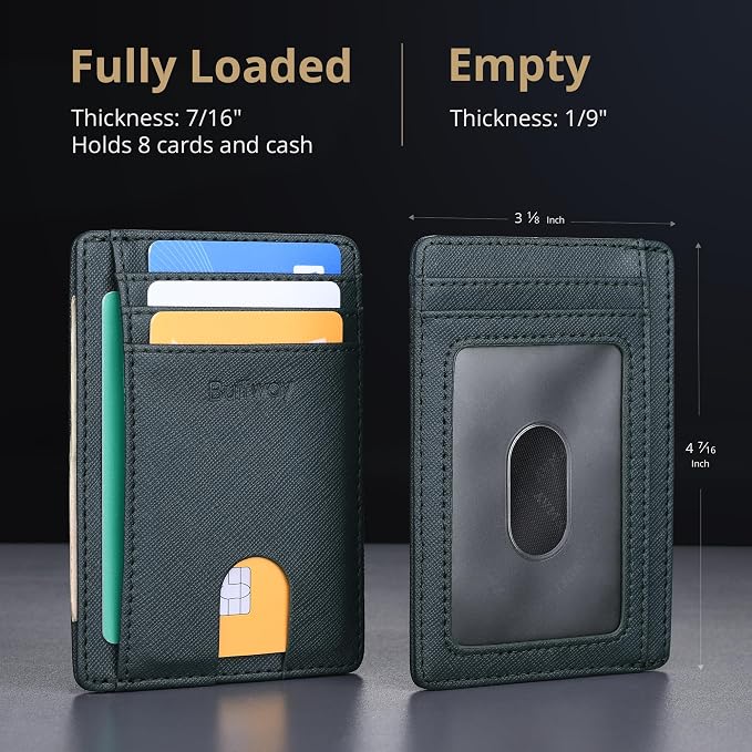 Buffway Slim Minimalist Front Pocket RFID Blocking Leather Wallets - Image 5