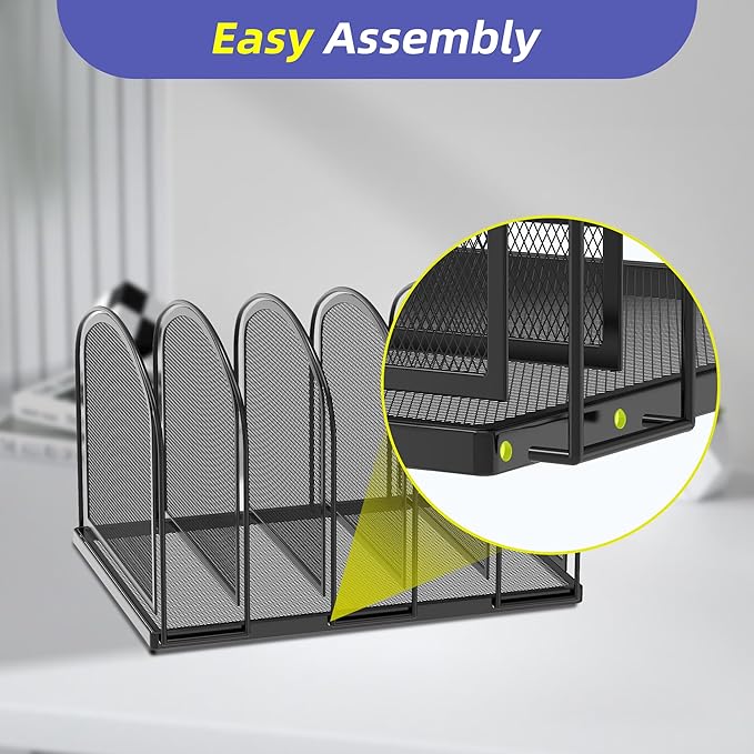 SUPEASY File Organizer for Desk, 5-Section Mesh Desk Organizer, Vertical File - Image 3