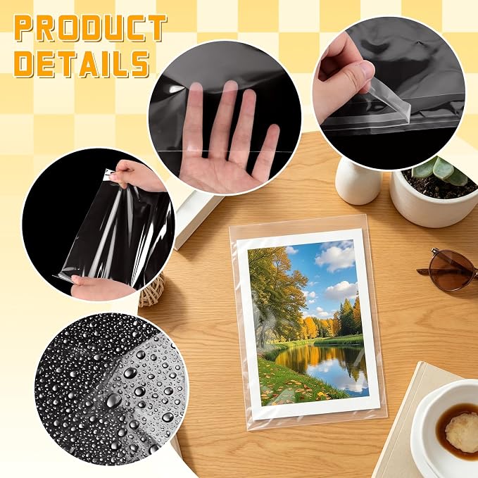 VOKOY 200 Pack Cellophane Bags Self Sealing, Resealable Clear Plastic Sleeves - Image 3