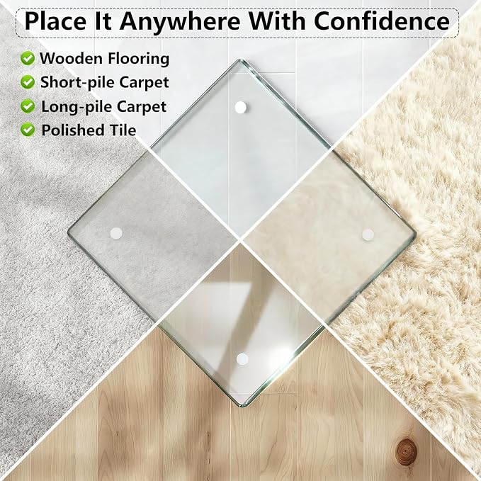 Tempered Glass Chair Mat for Carpet & Hard Floor, Non-Slip Pads, Rounded - Image 5