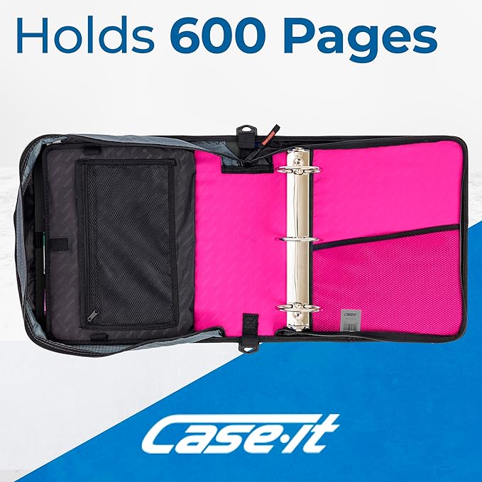 Case-it Mighty Zip Tab School Zipper Binder | 3-Inch O-Rings, 600-Sheet Capacity - Image 3